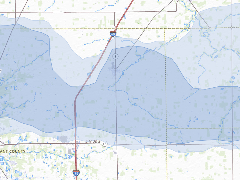 NEXRAD radar-signature map of the hail storm over Van Buren, IN on Mar 22, 2026