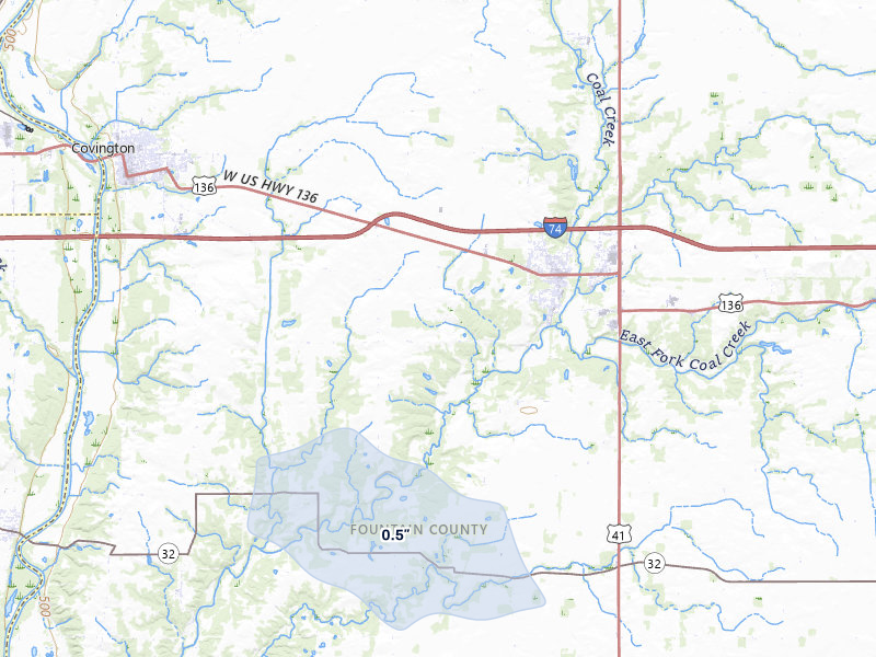 NEXRAD radar-signature map of the hail storm over Veedersburg, IN on Mar 22, 2026