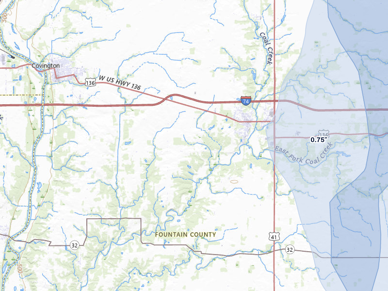NEXRAD radar-signature map of the hail storm over Veedersburg, IN on Jun 6, 2026