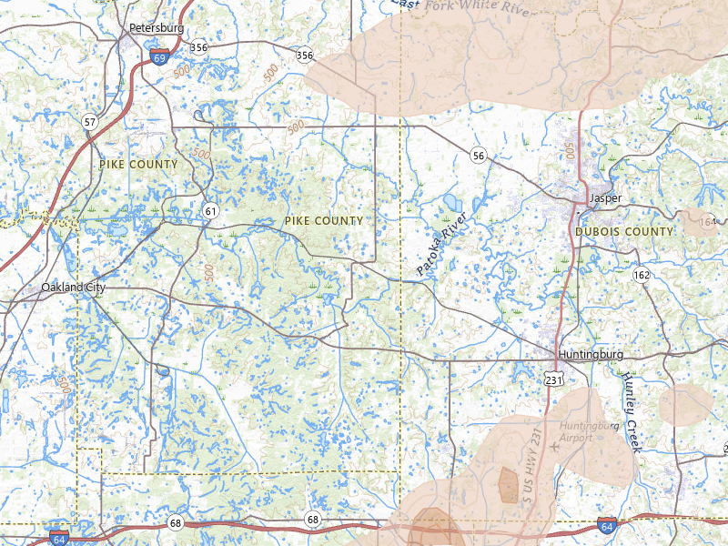 Radar-estimated hail-size map of the storm over Velpen, IN on Apr 27, 2026