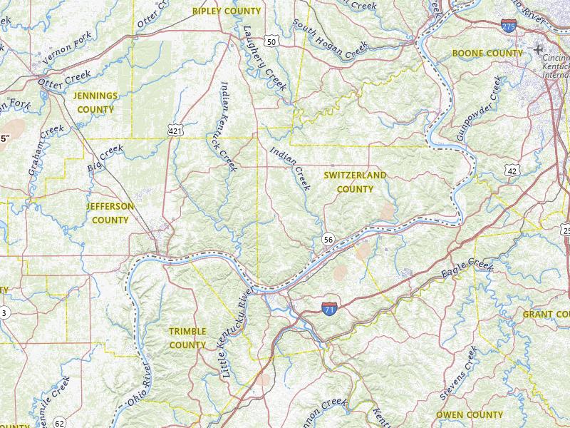 Radar-estimated hail-size map of the storm over Vevay, IN on May 19, 2026