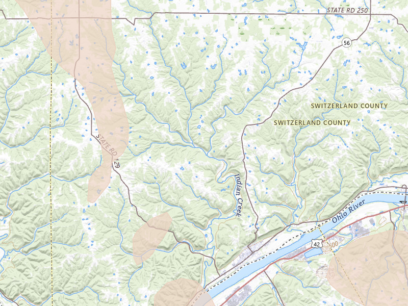 Radar-estimated hail-size map of the storm over Vevay, IN on Aug 11, 2026