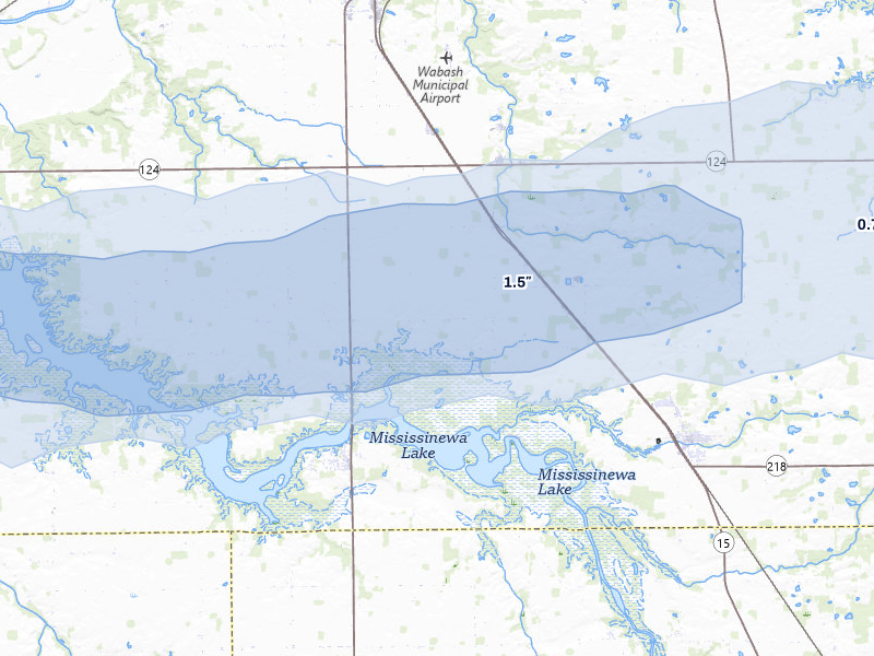 NEXRAD radar-signature map of the hail storm over Wabash, IN on Aug 9, 2026