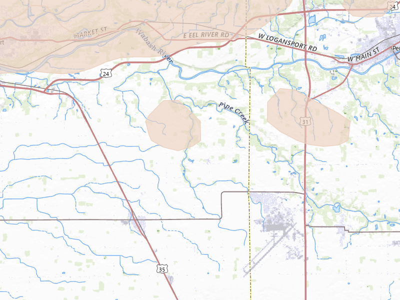 Radar-estimated hail-size map of the storm over Walton, IN on Apr 14, 2026
