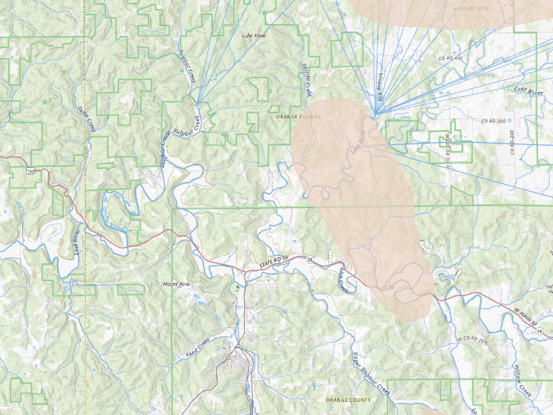 Radar-estimated hail-size map of the storm over West Baden Springs, IN