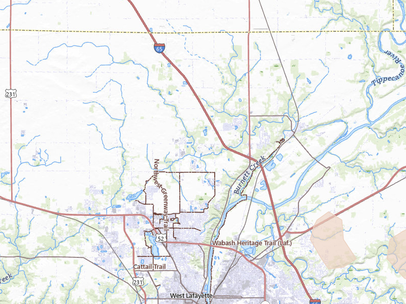 Radar-estimated hail-size map of the storm over West Lafayette, IN on Mar 26, 2026