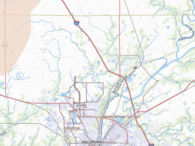 Radar-estimated hail-size map of the storm over West Lafayette, IN on Jun 5, 2026