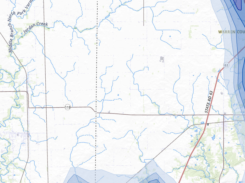 NEXRAD radar-signature map of the hail storm over West Lebanon, IN on Jul 27, 2026