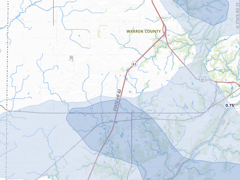 NEXRAD radar-signature map of the hail storm over West Lebanon, IN on Aug 9, 2026