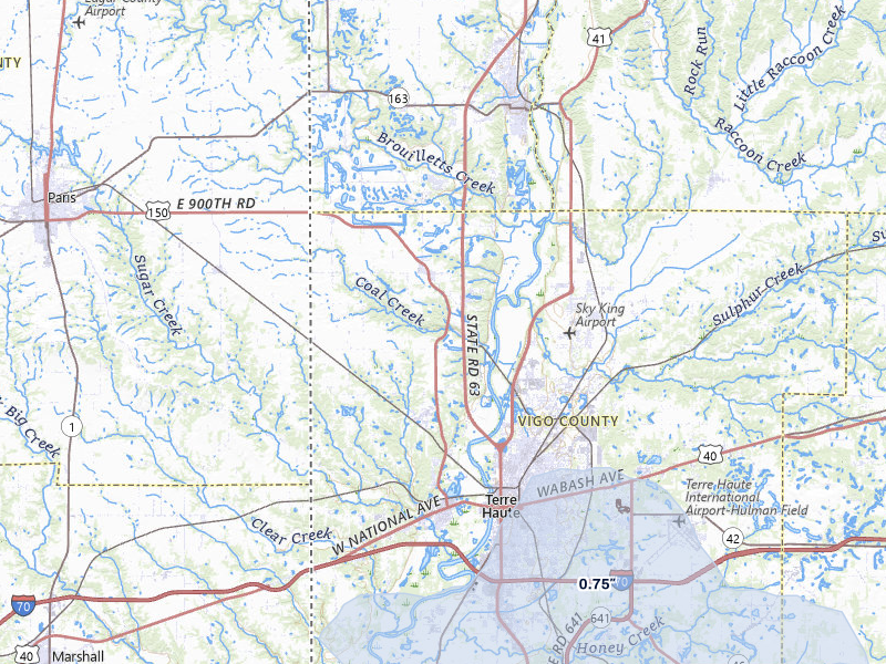 NEXRAD radar-signature map of the hail storm over West Terre Haute, IN on Mar 3, 2026