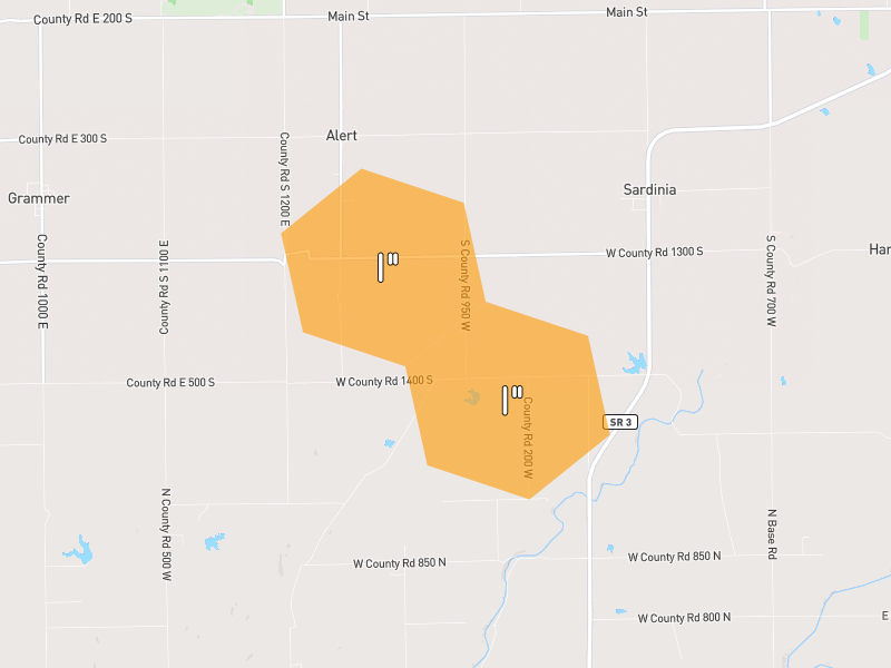 Hail map of Westport, IN on Jul 21, 2026, hail up to 1"