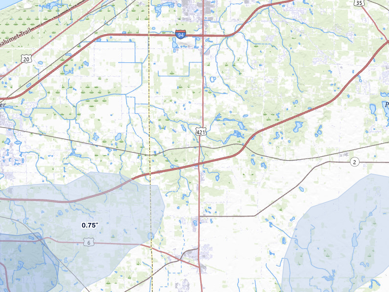 NEXRAD radar-signature map of the hail storm over Westville, IN on Aug 11, 2026