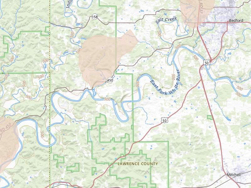 Radar-estimated hail-size map of the storm over Williams, IN on Apr 27, 2026