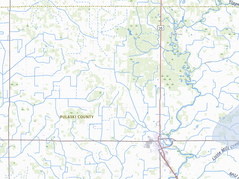 NEXRAD radar-signature map of the hail over Winamac, IN