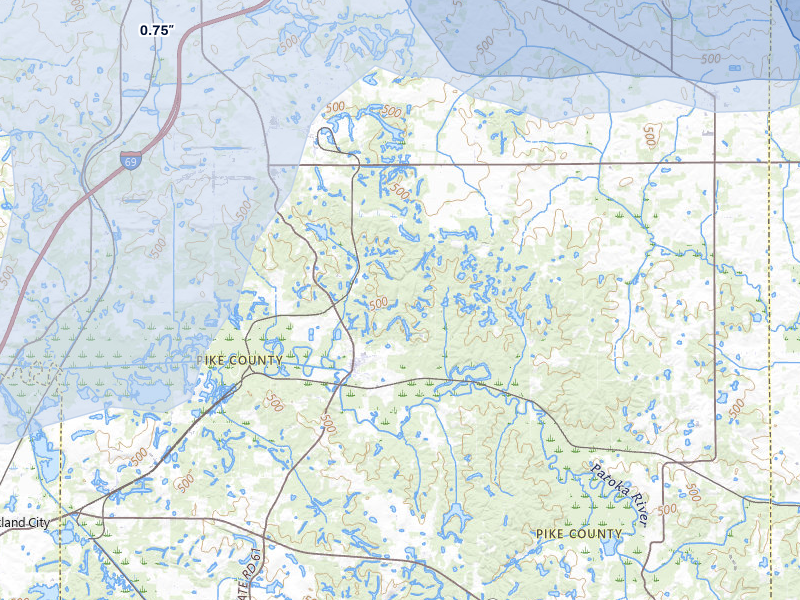 NEXRAD radar-signature map of the hail over Winslow, IN