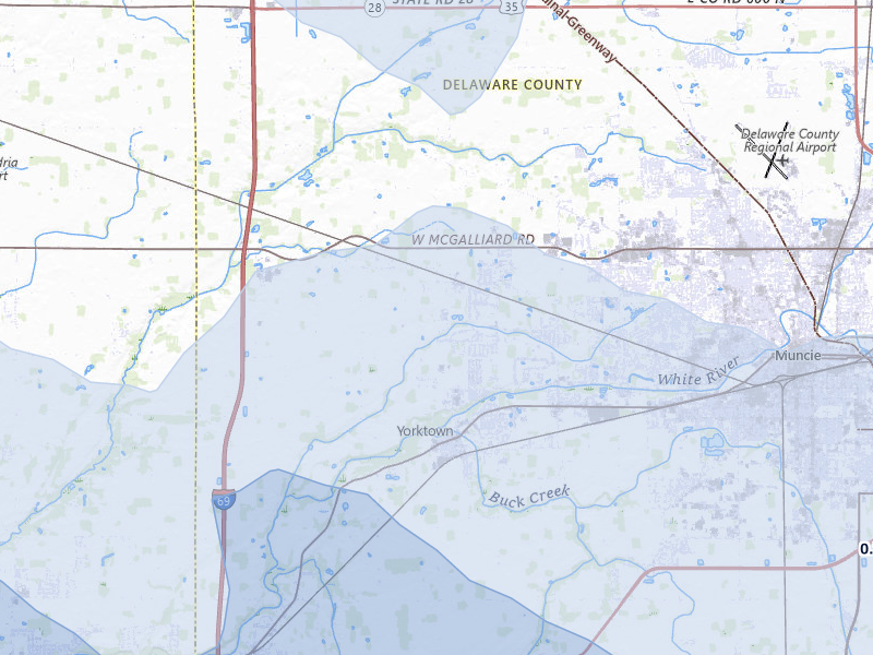 NEXRAD radar-signature map of the hail storm over Yorktown, IN on Aug 11, 2026