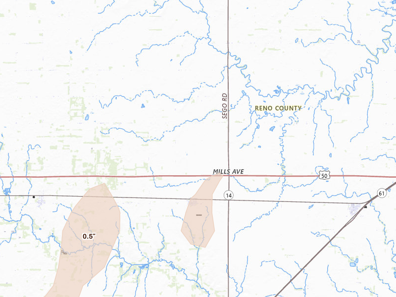 Radar-estimated hail-size map of the storm over Abbyville, KS on May 30, 2026