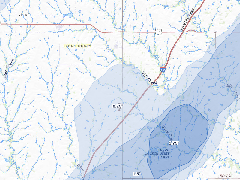 NEXRAD radar-signature map of the hail storm over Admire, KS on May 30, 2026