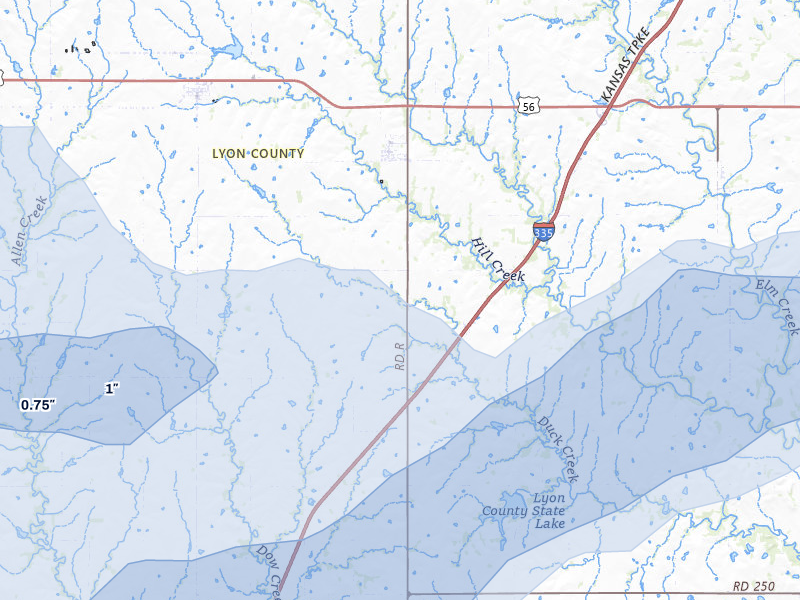 NEXRAD radar-signature map of the hail storm over Admire, KS on May 31, 2026