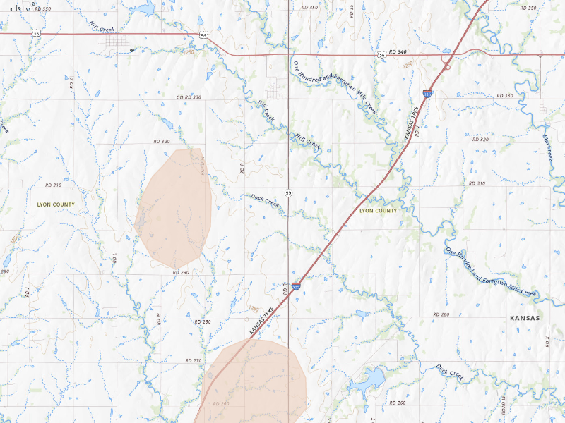 Radar-estimated hail-size map of the storm over Admire, KS