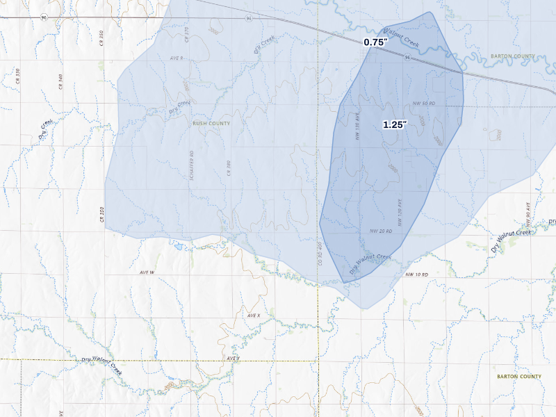 NEXRAD radar-signature map of the hail storm over Albert, KS on Sep 5, 2026