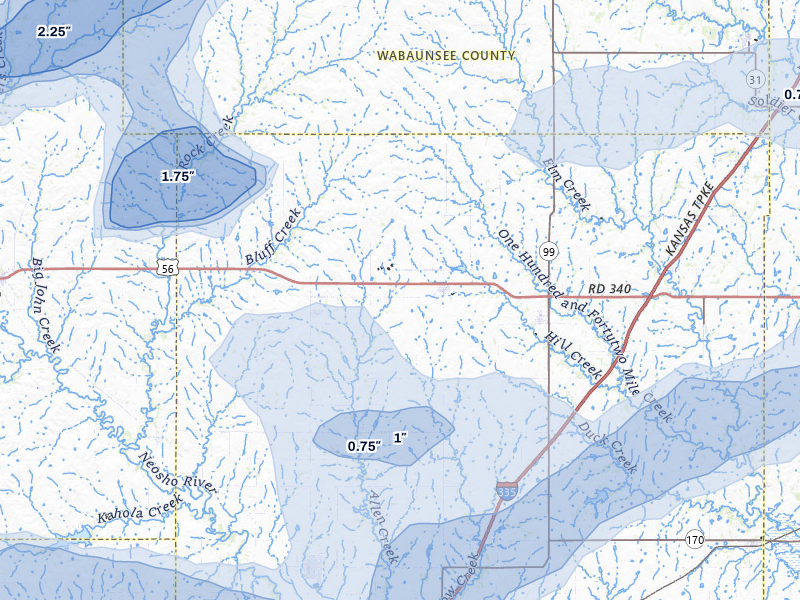 NEXRAD radar-signature map of the hail storm over Allen, KS on May 31, 2026