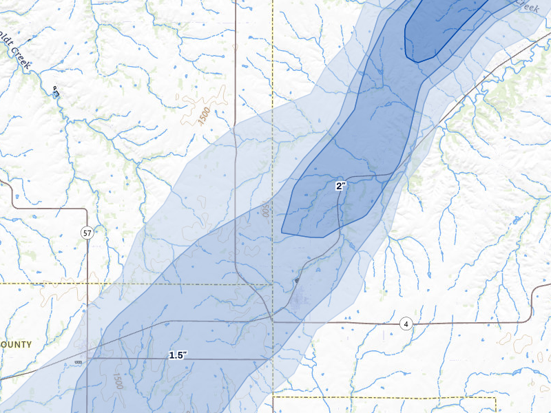 NEXRAD radar-signature map of the hail storm over Alta Vista, KS on Mar 5, 2026