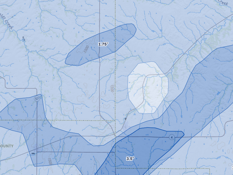 NEXRAD radar-signature map of the hail over Alta Vista, KS