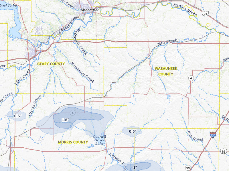 NEXRAD radar-signature map of the hail storm over Alta Vista, KS on May 4, 2026
