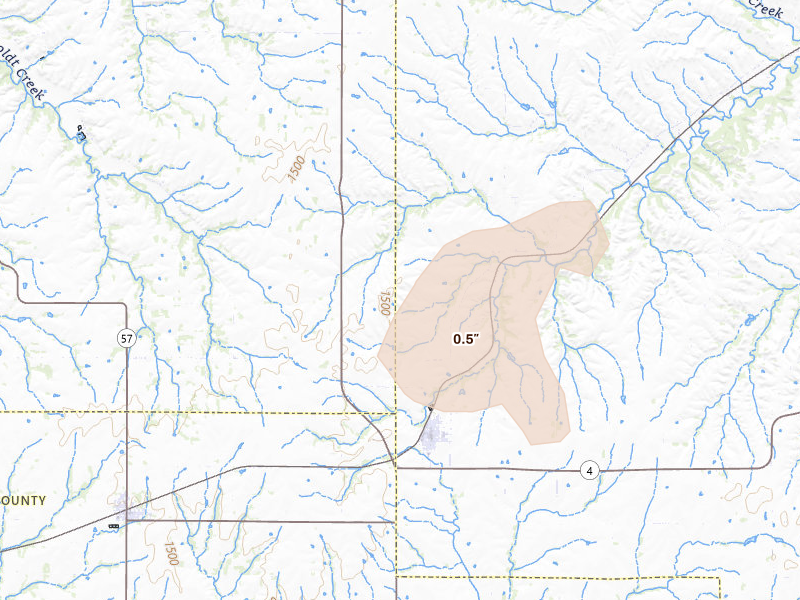Radar-estimated hail-size map of the storm over Alta Vista, KS on May 30, 2026