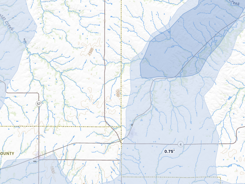 NEXRAD radar-signature map of the hail storm over Alta Vista, KS on Jun 8, 2026