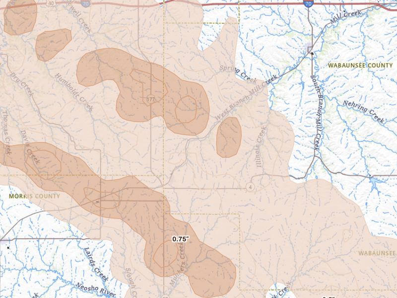 Radar-estimated hail-size map of the storm over Alta Vista, KS