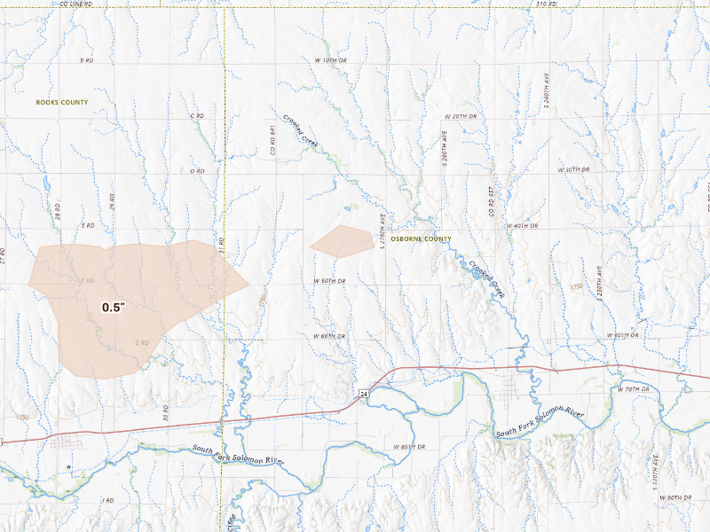 Radar-estimated hail-size map of the storm over Alton, KS