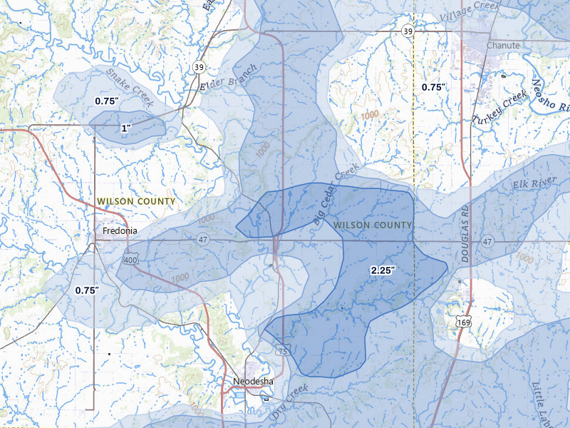NEXRAD radar-signature map of the hail storm over Altoona, KS on May 31, 2026