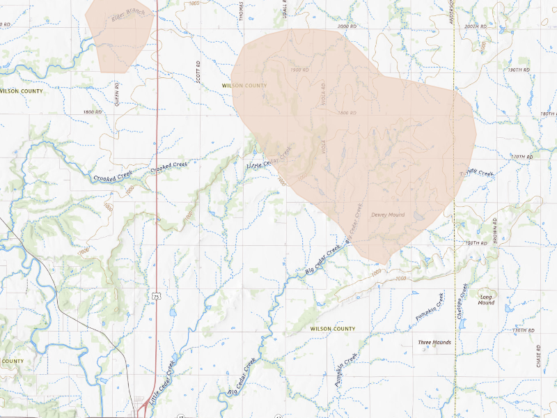 Radar-estimated hail-size map of the storm over Altoona, KS