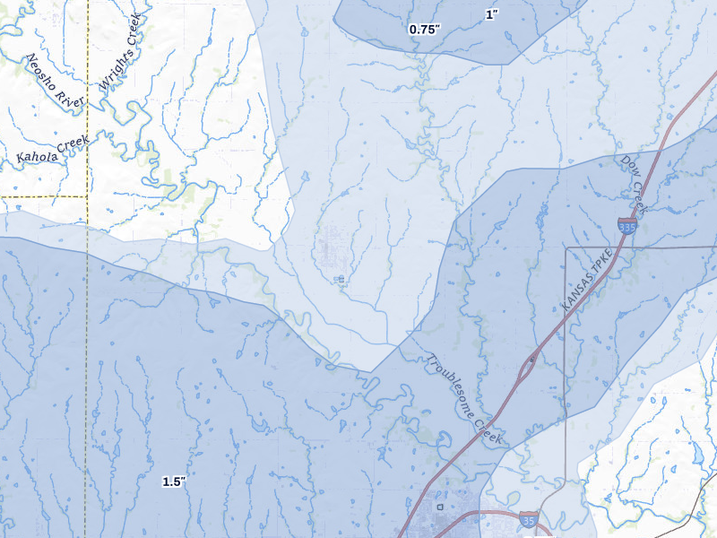 NEXRAD radar-signature map of the hail storm over Americus, KS on May 31, 2026