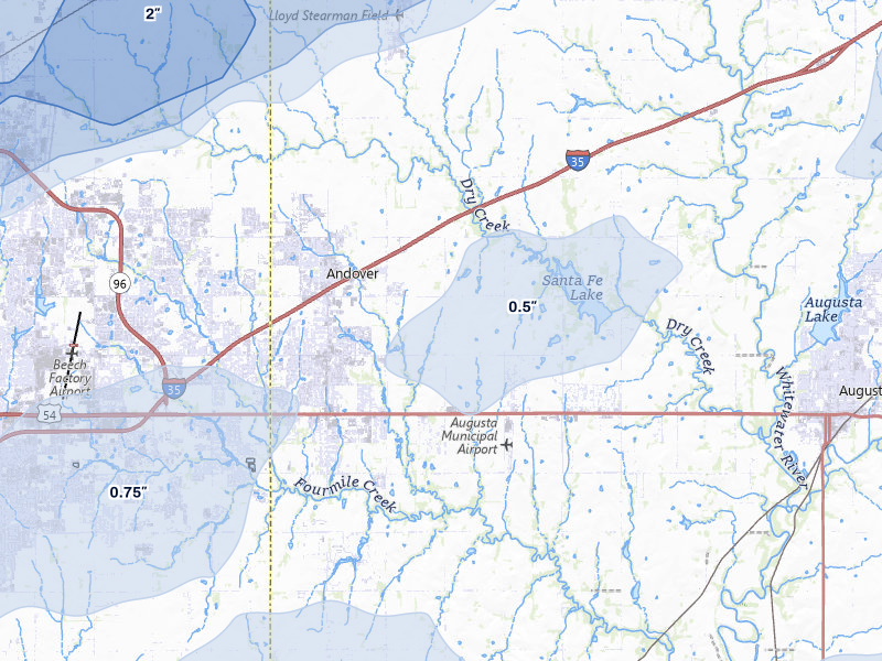 NEXRAD radar-signature map of the hail over Andover, KS