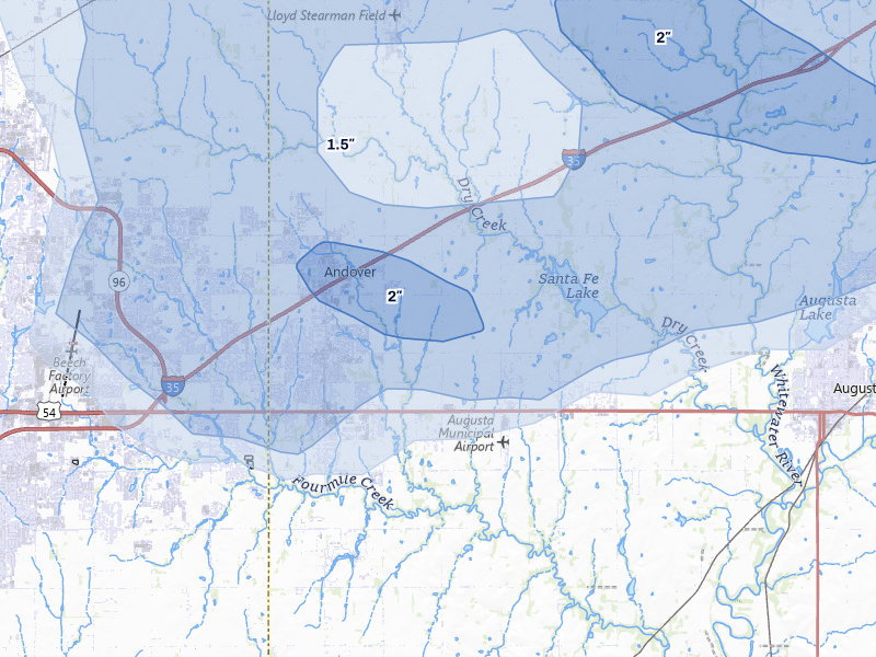 NEXRAD radar-signature map of the hail over Andover, KS