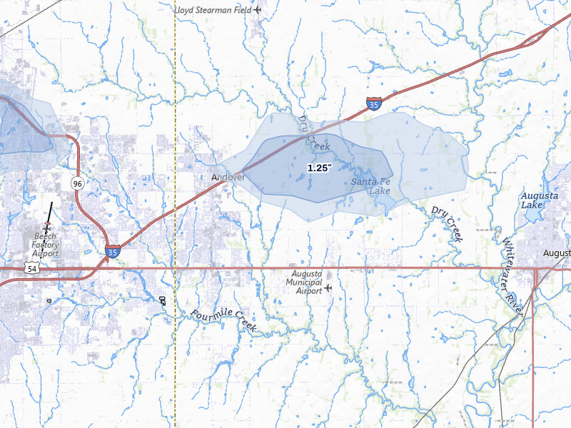 NEXRAD radar-signature map of the hail storm over Andover, KS on May 4, 2026