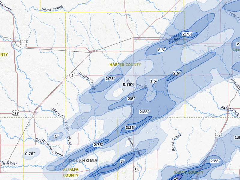 NEXRAD radar-signature map of the hail over Anthony, KS