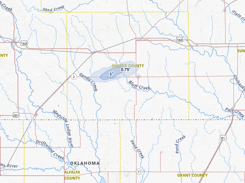 NEXRAD radar-signature map of the hail over Anthony, KS