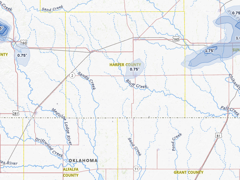 NEXRAD radar-signature map of the hail storm over Anthony, KS on Jul 9, 2026