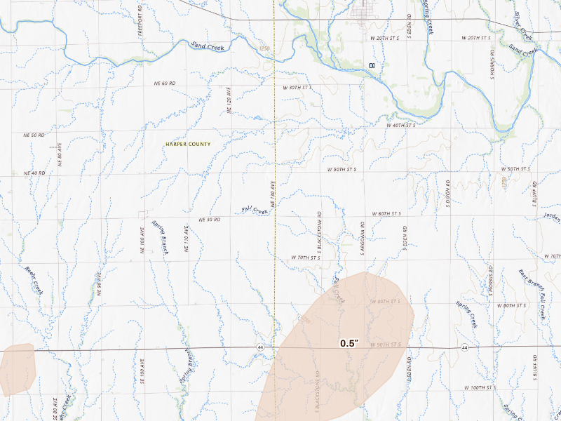 Radar-estimated hail-size map of the storm over Argonia, KS