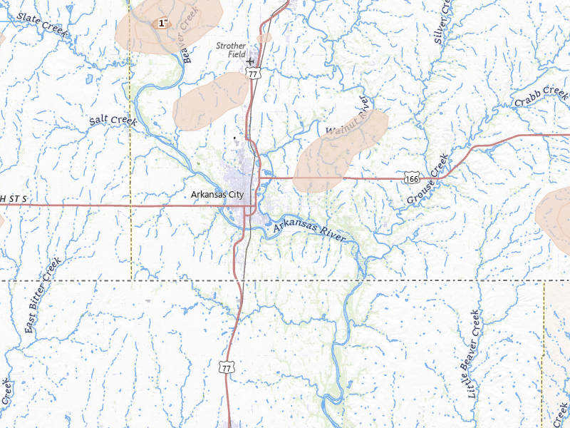 Radar-estimated hail-size map of the storm over Arkansas City, KS on May 30, 2026