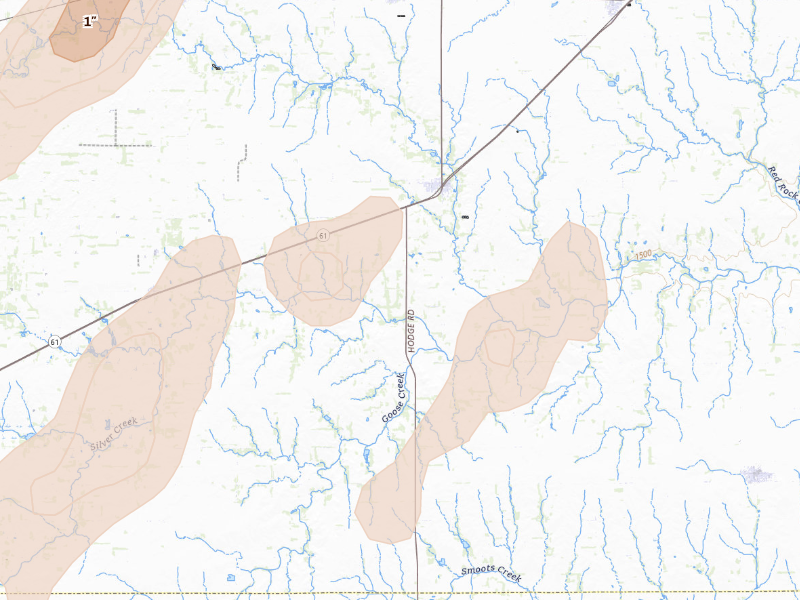 Radar-estimated hail-size map of the storm over Arlington, KS on Sep 19, 2026