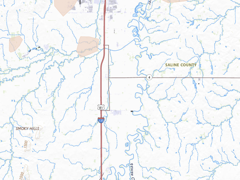 Radar-estimated hail-size map of the storm over Assaria, KS on Aug 13, 2026