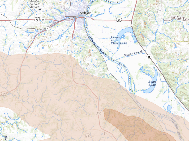 Radar-estimated hail-size map of the storm over Atchison, KS on Aug 18, 2026