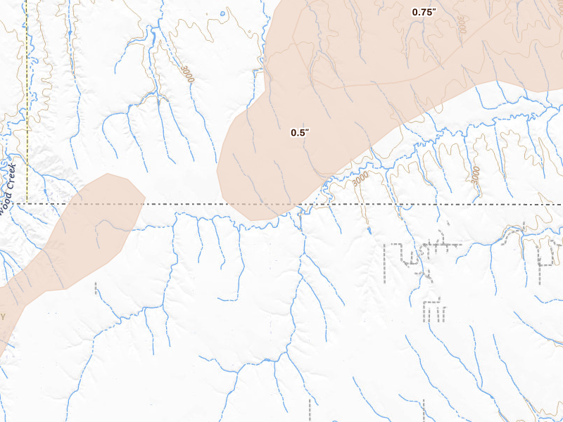 Radar-estimated hail-size map of the storm over Atwood, KS