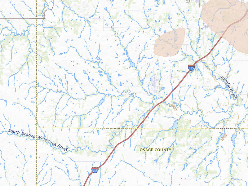 Radar-estimated hail-size map of the storm over Auburn, KS on Apr 23, 2026