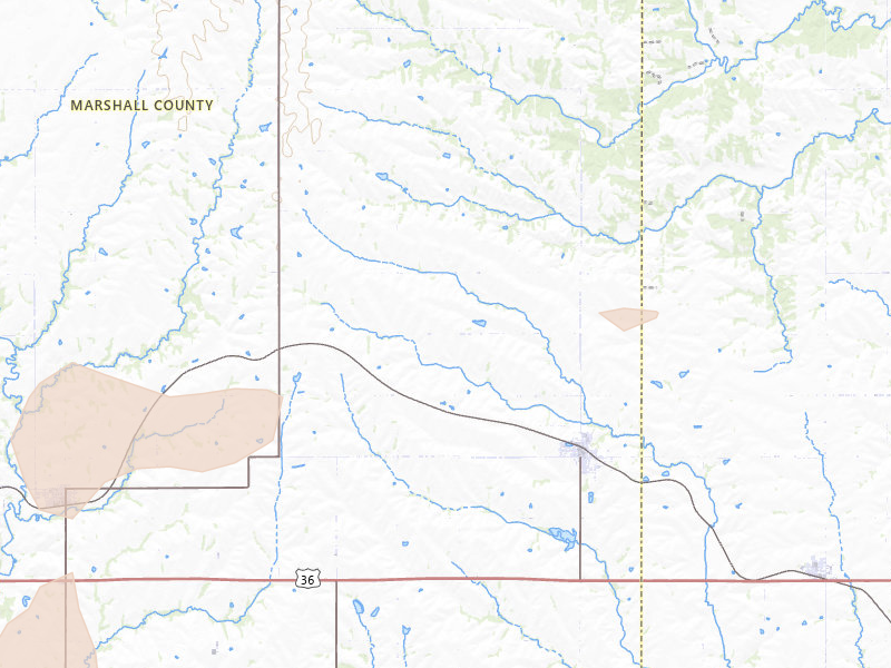 Radar-estimated hail-size map of the storm over Axtell, KS on May 17, 2026